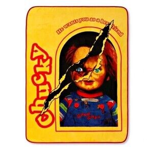 Licensed Child's Play Good Guys Doll Chucky Soft Plush Throw Blanket New Horror